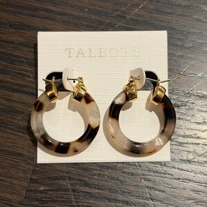 Talbots Brown, Pearl, and Gold Hoop Earrings